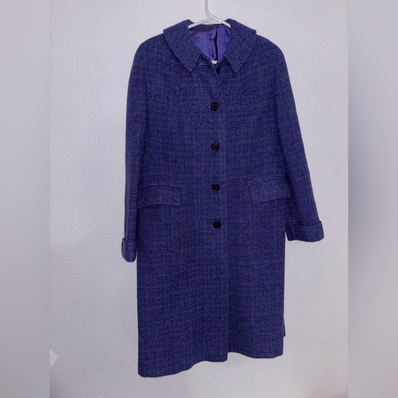 S/M Vtg 60s Harris Tweed Stunning purple Plaid Tweed Scottish Wool Jacket Coat - Picture 2 of 7